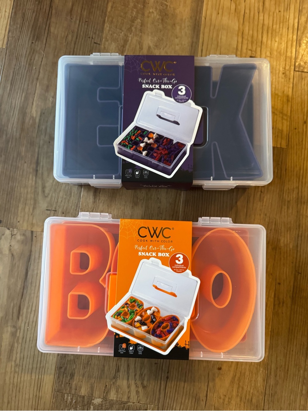 NWT Set of 2 CWC BOO & EEK Halloween Snackle Box Food Storage Containers